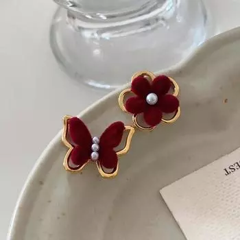 Асимметричный мохнатый бант-цветок-гвоздик французский винтаж Анкара красный праздничный тост