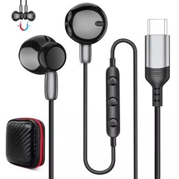 ASKUBSKU Проводной с магнитным креплением Совместим с iPhone 16 pro max Совместим с Google Pixel 7a 8 6 Pro HiFi Sound DAC Remote Heavy Совместим с