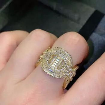 Asli Mewah 14K Emas Berlian Cincin untuk Wanita Merek Perhiasan Hadiah Hiphop/Rock Cincin Mode Aksesori Anillos Mujer WHITE