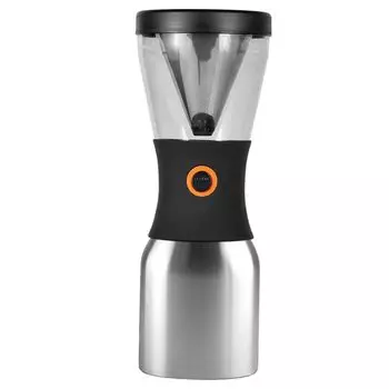 Asobu Cold Brew Ручка для приготовления холодного кофе Изолированная бутылка Холодная изоляция Лед Горячая переноска Простая кнопка управления Хранение Холодное заваривание Серебристый цвет серебряный
