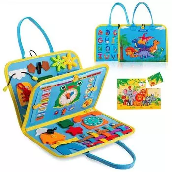 ASPALAND Бизиборд Часы-лягушка Обучающая игрушка Раннее развитие Развитие чувств времени Тренировка кончиков пальцев Улучшение жизненных привычек