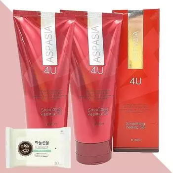 Aspasia 4U Разглаживающий пилинг-гель 180 мл 2 шт. (+10 влажных салфеток Sky Gift), 2 x