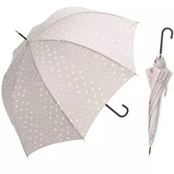 assa Lightweight Rain 58cm Easy Opening with One Jump and with Polka Dots and Gray Beige Design Women s Umbrella, Long, One-Handed Touch, Umbrella,