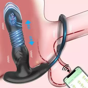 Asshole Plug App Control Выдвижной Массажер Простаты Полностью Автоматическая Выдвижная Вибрирующая Анальная Пробка Asshole Plug Вибратор Кольцо Для Пениса Мужские Игрушки APP