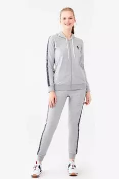 Ассоциация поло США. Серый женский спортивный костюм с капюшоном