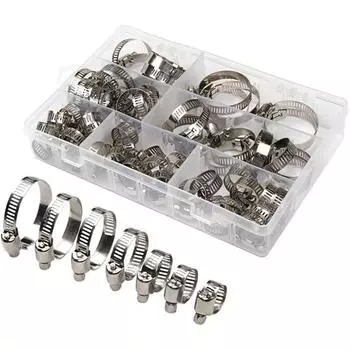 Ассортимент хомутов для шлангов 7 размеров, регулируемая трубка из нержавеющей стали 304 для сантехники топливной линии 35pcs-201-Semisteel