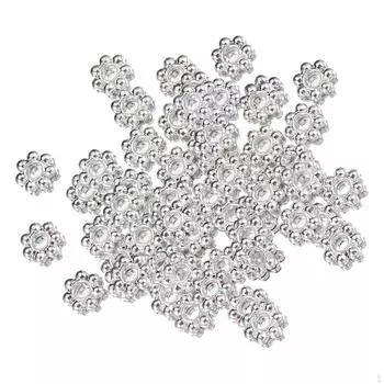 Ассортимент из 200 бусин-разделителей в форме снежинок для самостоятельного изготовления украшений и поделок серебряный