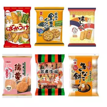 Ассортимент сладостей Odd Friends 6 видов рисовых крекеров Funwari Black Bean Rice Aji Mizumu Shrimp Всего 6 пакетиков (Бакауке, Мейдзин, Крекеры,