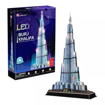 ASSYME Cubic Fan 3D Puzzle Craft Kit Не требуется клей и инструменты Burj Khalifa L133h (со светодиодом)