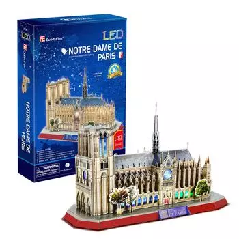 ASSYME Cubic Fan 3D Puzzle Craft Kit Без клея и инструментов Собор Парижской Богоматери L173h (со светодиодом)