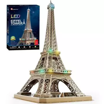 ASSYME Cubic Fan 3D Puzzle Craft Kit Не требуется клей и инструменты Эйфелева башня L091h (со светодиодом)