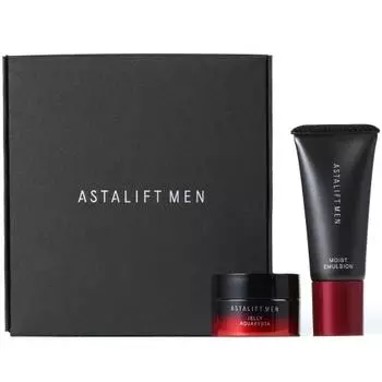 ASTALIFT MEN Simple Care Starter Kit Moist (Approximately 2 weeks worth of 2 STEP, Easy and Authentic Skin Care) Jelly-like Advance Serum Emulsion
