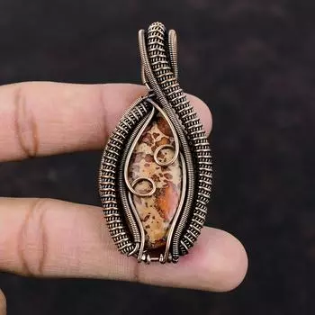 Астероид Джаспер Медный кулон Медная проволока Кулон Астероид Джаспер Ювелирные изделия Ручная работа Подвеска из драгоценных камней Подарок для нее Ювелирные изделия из проволочной обмотки