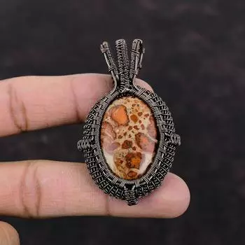 Астероид Джаспер Медный кулон Медная проволока Кулон Астероид Джаспер Ювелирные изделия Кулон ручной работы Подвеска из настоящего драгоценного камня Ювелирные изделия из проволочной обмотки