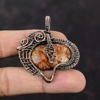 Астероид Джаспер Медный кулон Медная проволока обернутая подвеска Антикварные ювелирные изделия Драгоценный камень Подвеска из меди Ювелирные изделия ручной работы Подвеска Подарок для невесты