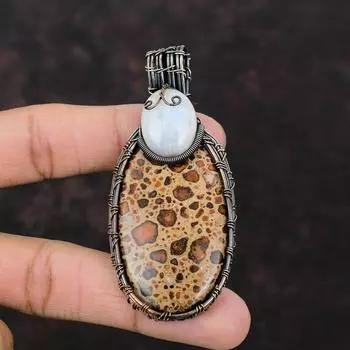 Asteroid Jasper Copper Pendant Copper Wire Wrapped Pendant Rainbow Moonstone Jewelry Gift For Her Gemstone Copper Jewelry Handmade Pendant