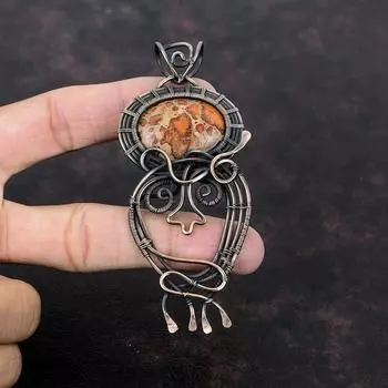 Asteroid Jasper Gemstone Pendant Copper Wire Wrapped Jewelry Beautiful Copper Pendant Handmade Boho Jewelry Wire Wrap Pendant Wedding Gift