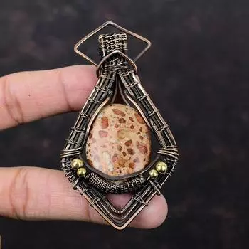 Asteroid Jasper Pendant Copper Wire Wrapped Pendant Gemstone Pendant Handmade Jewelry Copper Wire Wrap Pendant For Gift Birthstone Pendant