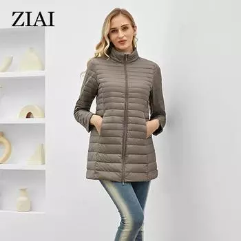 Astrid 2024 Весенняя женская куртка Женская одежда Наряды Модные легкие стеганые хлопковые парки Длинные пальто с капюшоном Верхняя одежда ZM-DM22 S хаки