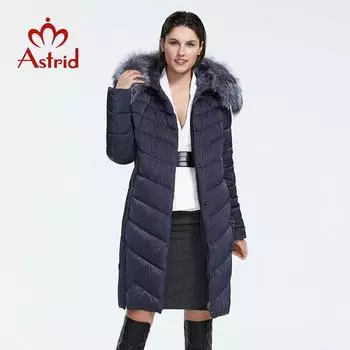 Astrid Стёганое тёплое пальто с меховой опушкой плюс сайз L чёрный