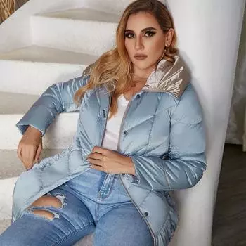 Astrid Стёганое укороченное пальто с капюшоном больших размеров XL