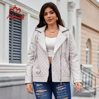 Astrid женская осенне-зимняя парка больших размеров женская одежда утепленная теплая куртка с капюшоном повседневная женская стеганая куртка пальто косая молния AM-10701 L бежевый