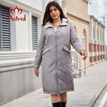 Astrid женская парка осень-зима больших размеров женская одежда длинная утепленная женская стеганая куртка с капюшоном новая в пальто с разрезом по низу AM-10627 L верблюд