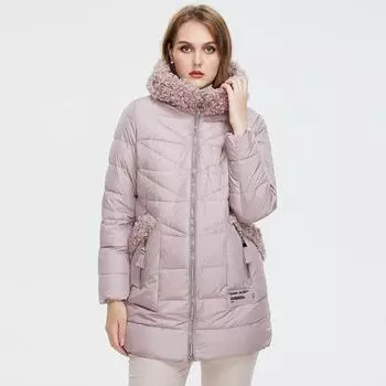 Астрид зимнее женское пальто средней длины с меховым воротником, пуховик, парка с капюшоном, модная верхняя одежда L