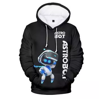 Astro Bot Аниме Принт Мужские Толстовки Женские Хип-Хоп Винтажные Толстовки Большие Уличные Унисекс XS
