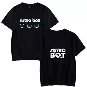 Astro Bot Женские и мужские футболки с графическим принтом Футболка с принтом аниме О-образный вырез Оверсайз Короткие рукава Модная мужская одежда Уличная одежда XS белый