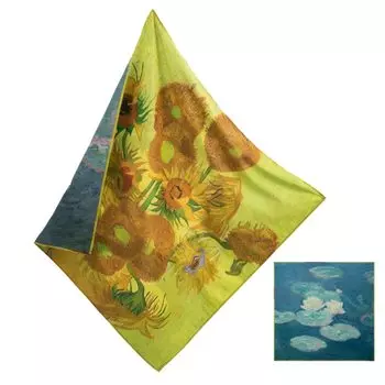 Astro Furoshiki Большой размер Примерно 100 x 100 см Прочная ткань из полиэстера, пригодная для машинной стирки Подсолнух Ван Гога Водяная лилия Моне Подсолнух Вода