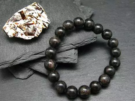 Астрофиллит Астрофиллит подлинный браслет ~ 7 дюймов ~6-10 мм круглые бусины 6MM