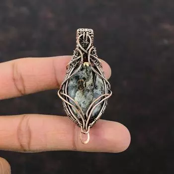 Астрофиллит Медный кулон с проволочной обмоткой, астрофиллит Драгоценный камень, ювелирные изделия, кулон ручной работы, медные украшения для подарка, проволочная обмотка, ювелирные изделия