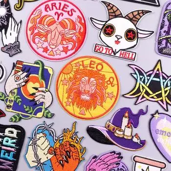 Астрология Колдовство Магия Вышивка Нашивки Нашивки На Одежде Двенадцать Созвездий Овна Нашивки На Одежде Наклейки