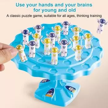 Astronaut Balance Tree Семейная настольная игра-головоломка Игрушка для балансировки астронавтов Настольная игра с 60 мини-астронавтами для детей и взрослых Семейные встречи синий