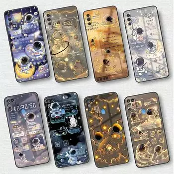 Astronaut Cartoon Case For Samsung Galaxy A50 A02s M31 A70 A30 A10 A20e A40 A10s M30s M51 M52 M22 M32 Black Phone Cover Samsung A70