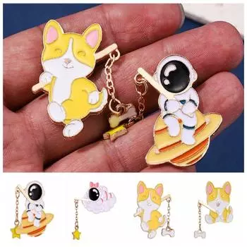 Astronaut Little Animal Metal Brooch Bone Cartoon Women b