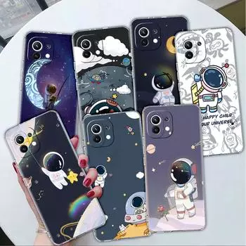 Astronaut Universe Clear Case For Xiaomi Mi Poco X3 NFC M3 Pro F3 F1 11 Lite 12 Note 10 11T 9T Transparent Phone Cover Redmi Note 9S