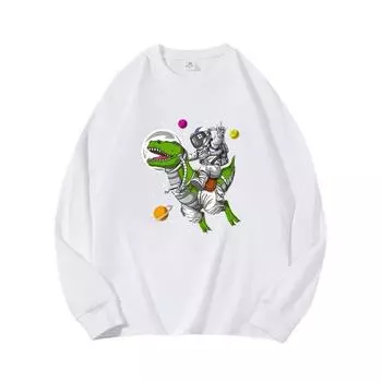 AstronautAutumn Clothing Длинные рукава из чистого хлопка, новый мужской и женский топ, весенний внутренний слой, базовая рубашка, футболка с круглым вырезом и длинными рукавами M коричневый