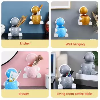 Астронавт Держатель ручки Настольный ящик для хранения Коробки для макияжа Организуйте коробки Домашнее хозяйство для губной помады Ручка для бровей Организационный аксессуар розовый