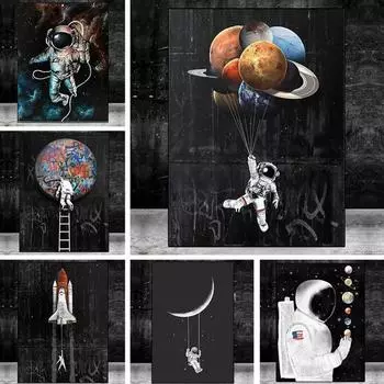 Астронавт Космические Мечты Звезды Холст Картина Куадрос Плакаты и принты Абстрактные Настенные Панно для Декора Гостиной Без Рамки 21cm30cm NoFrame