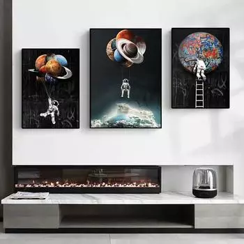 Астронавт Космос Вселенная Планета холст картины постеры и принты настенные художественные картины для гостиной спальни современный домашний декор 21x30 No Frame
