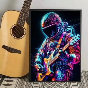 Астронавт красочные каракули музыкальный персонаж уличное искусство печать плакатов современный дом холст живопись гостиная спальня фотографии настенное украшение 20x30cm No Frame белый