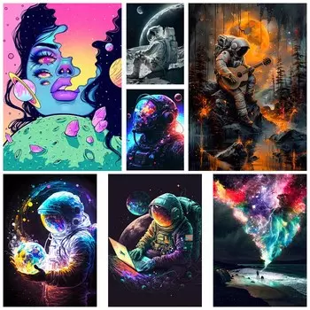 Астронавт Мечта о космосе Плакат Эстетические Белые Бумажные Плакаты и Принты Настенные Картины Для Гостиной Бар Украшения Живопись Домашний Декор 30x21cm