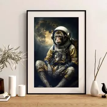 Астронавт Обезьяна Украшение Дома Ренессанс Картина Маслом Портрет Животного Гостиная Стена Искусства Бар 21cm30cm NoFrame