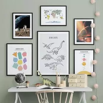 Астронавт Планета Динозавр Холст Детский Плакат Детская Настенная Художественная Картина Технология Печати Древние Времена Живопись Декор Спальни 21*30cm