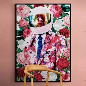 Астронавт современный космический цветок плакат с принтом настенная картина абстрактный романтический человек картина холст для домашнего декора Cuadros 21x30cm No Framed