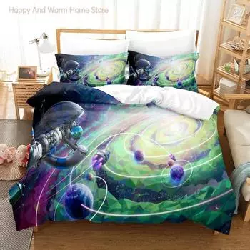 Комплект постельного белья Astroneer Односпальный Полуторный Двуспальный Кингсайз Комплект для кровати Взрослые Мальчики Спальня Комплекты пододеяльников 3D принт Игровой комплект простыней US Queen(228x228cm