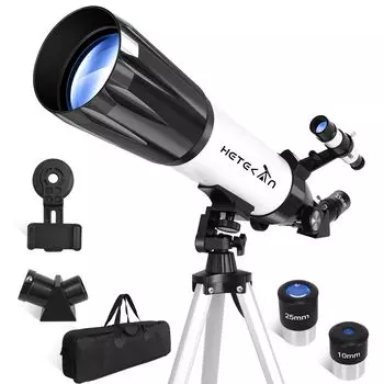 Астрономический телескоп для детей и начинающих с апертурой 80 мм и фокусным расстоянием 600 мм, который можно использовать для наблюдения за и