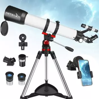 Астрономический телескоп, подходящий как для детей, так и для рефракции высотой 90 мм, позволяет наблюдать, а также поддерживает смартфон и поставляется с